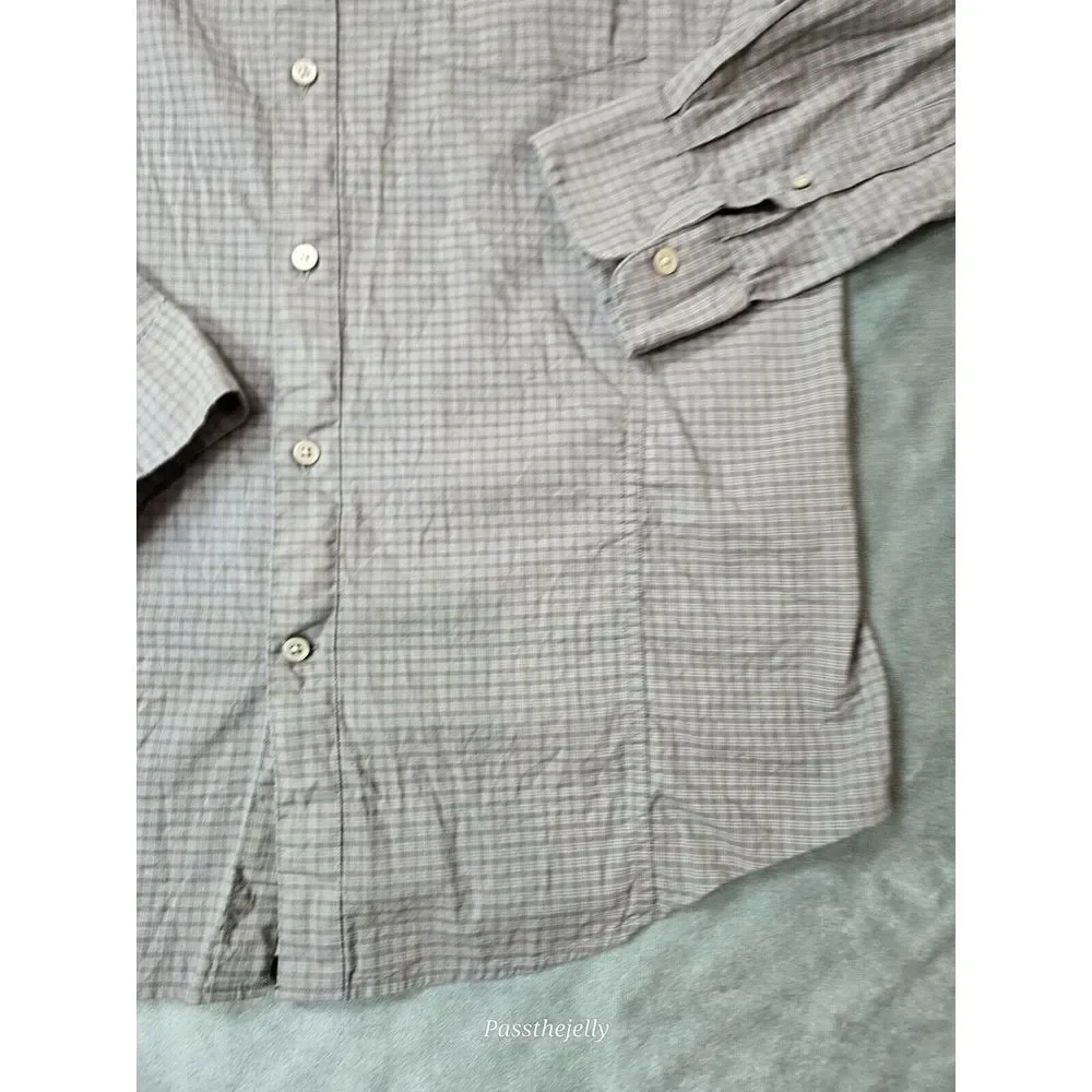John Varvatos‎ Shirt Mens Large Window Check Star USA Comfort Cotton Dress